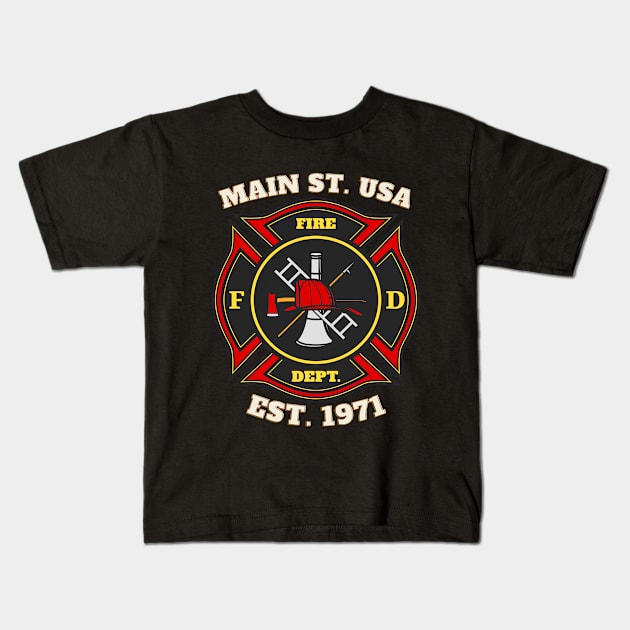 Main St. USA Fire Department Kids T-Shirt by Married to a DisneyAddict